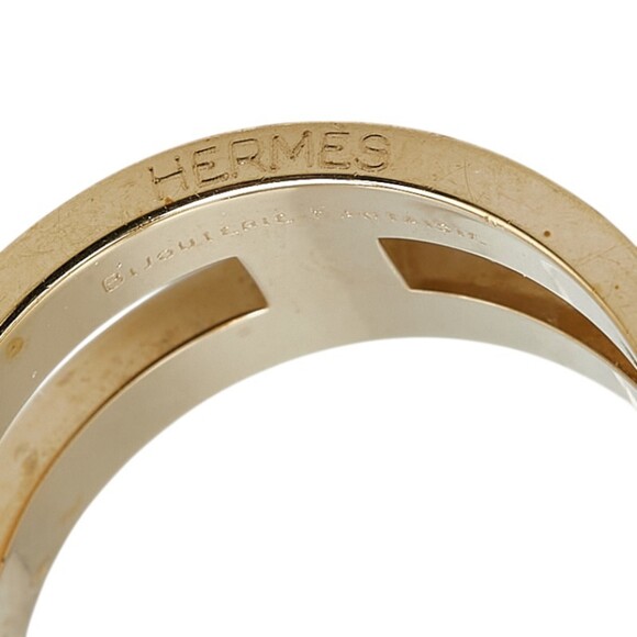 Hermes Ribbon Scarf Ring Gold Plated Women's